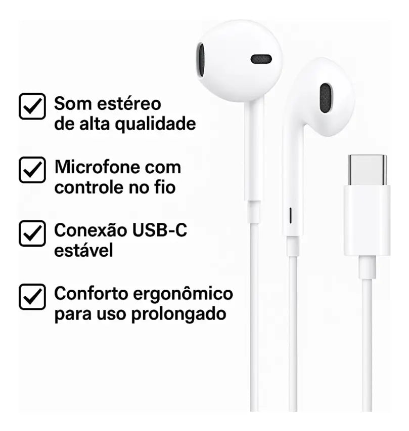 Fone de Ouvido Apple EarPods MTJY3AM/A USB-C